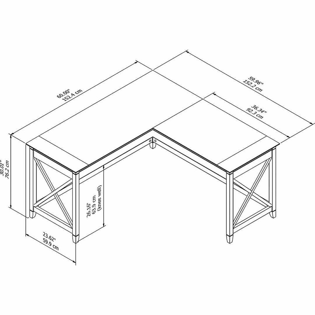 60W L Shaped Desk, Cape Cod Gray D609