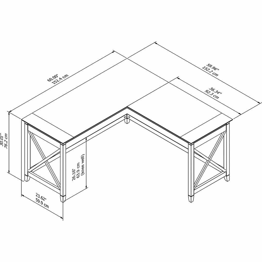 60W L Shaped Desk, Cape Cod Gray D609