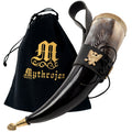 Polished Viking Drinking Horn with Black Leather Holder D13623