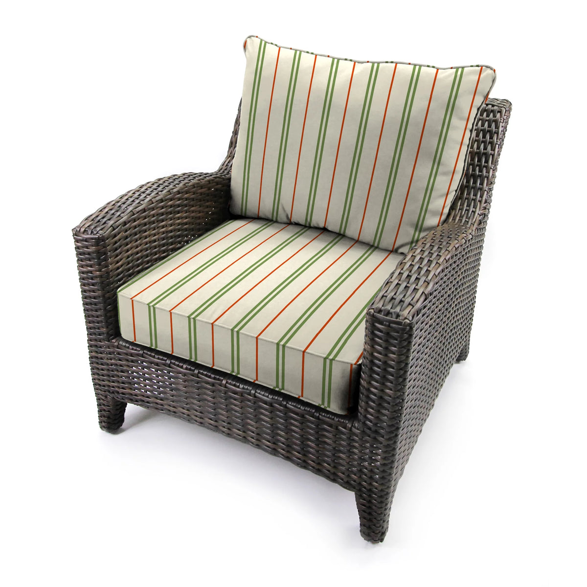 Grey Stripe Rectangular Outdoor Deep Seating Chair Seat and Back Cushion U69458