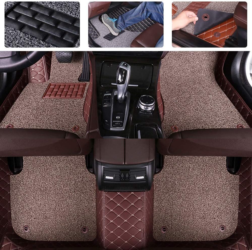 Double Layer Pu Leather & PVC Non-Slip Car Floor Mats D3330