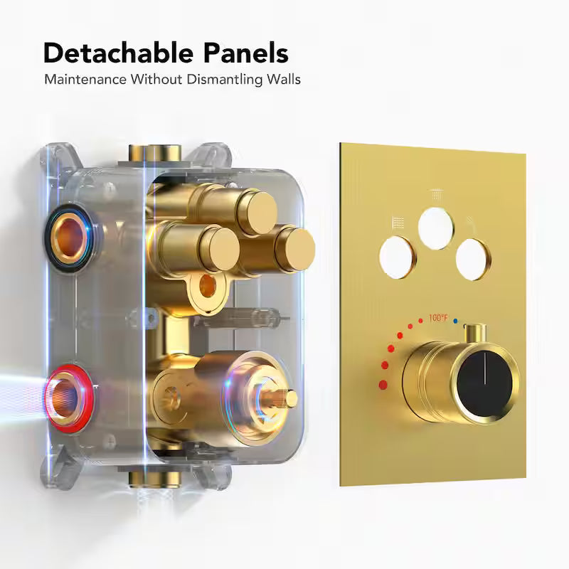 Brushed Gold Thermostatic Ceiling Mount Shower Head Z19181
