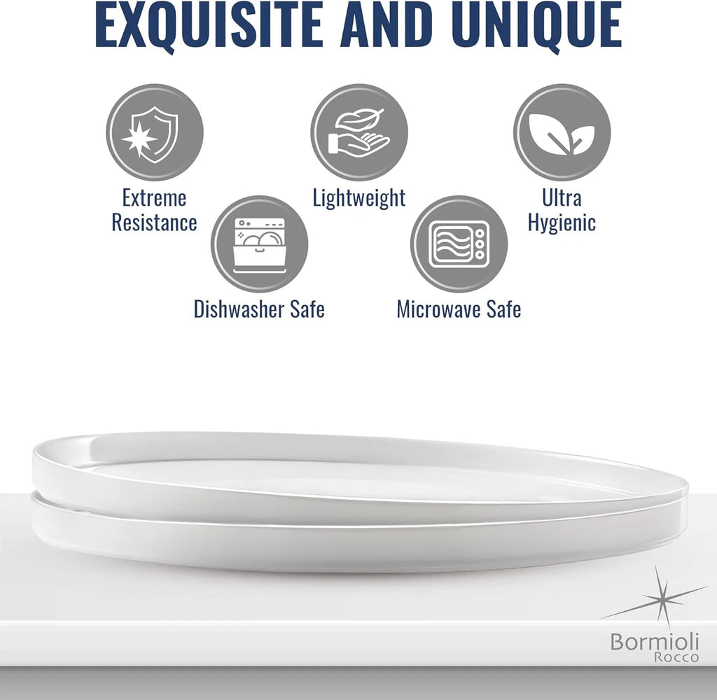 Set Of 6 Tempered Opal Glass Flat Plates R729119