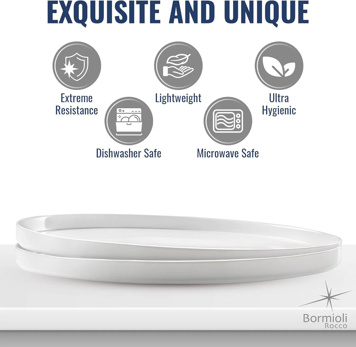 Set Of 6 Tempered Opal Glass Flat Plates R729119