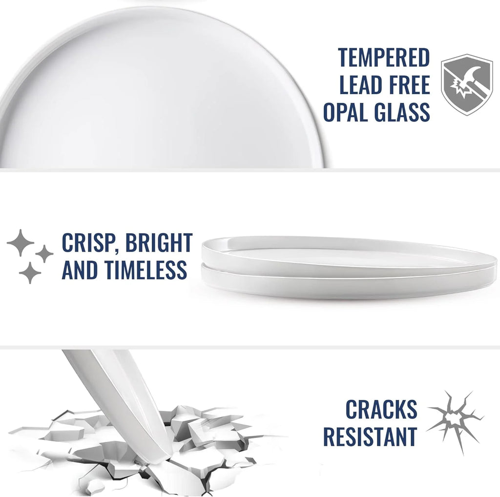 Set Of 6 Tempered Opal Glass Flat Plates R729119