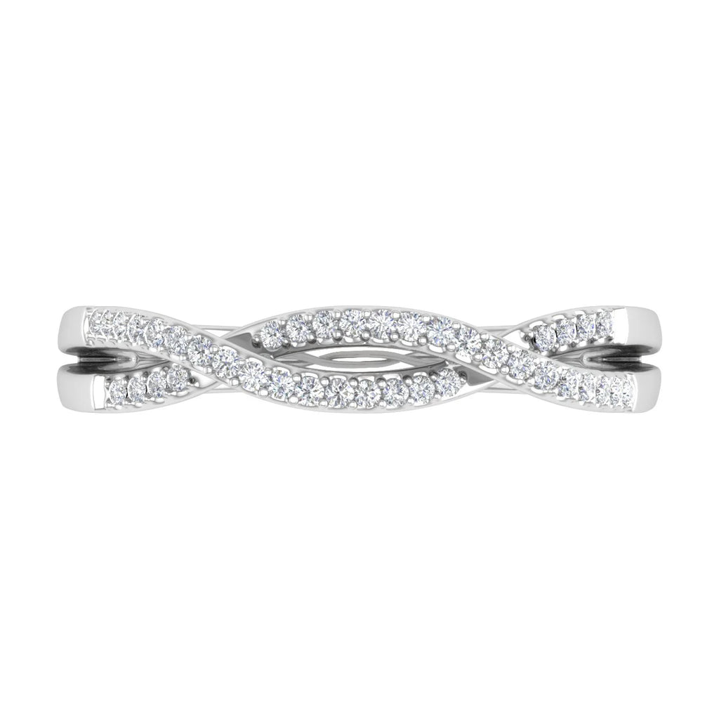 10K White Gold Diamond Twisted Wedding Band Ring I54623