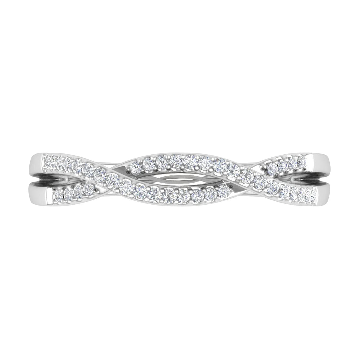 10K White Gold Diamond Twisted Wedding Band Ring I54623