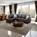 Faux Leather Left Facing Sectional Brown D22490