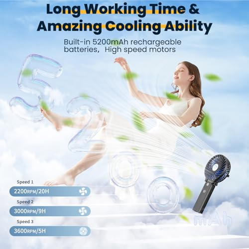 5200mAh Rechargeable Portable Handheld Fan W8416
