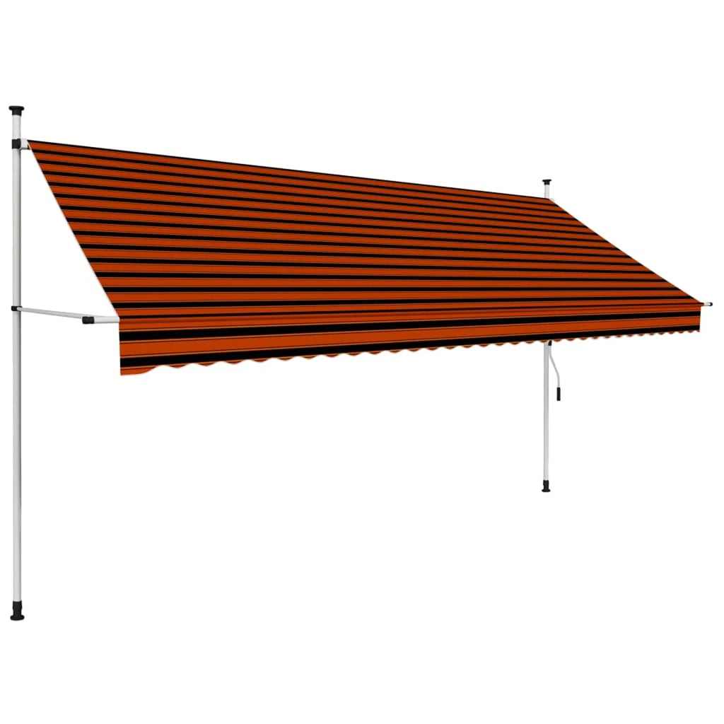 137.8" Manual Retractable Awning Orange and Brown Y979673