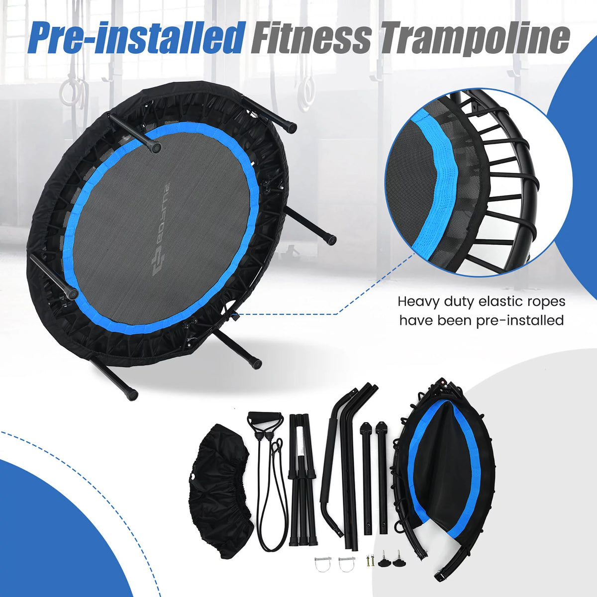 40'' Foldable Trampoline Rebounder with Resistance Bands P484