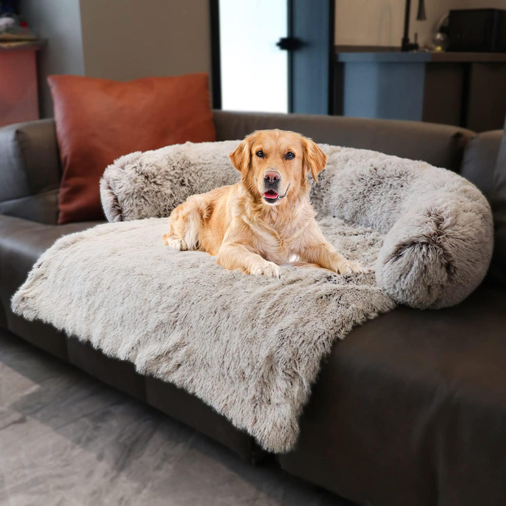 Dark Grey Small Pet Couch Protector with Soft Neck Bolster S369