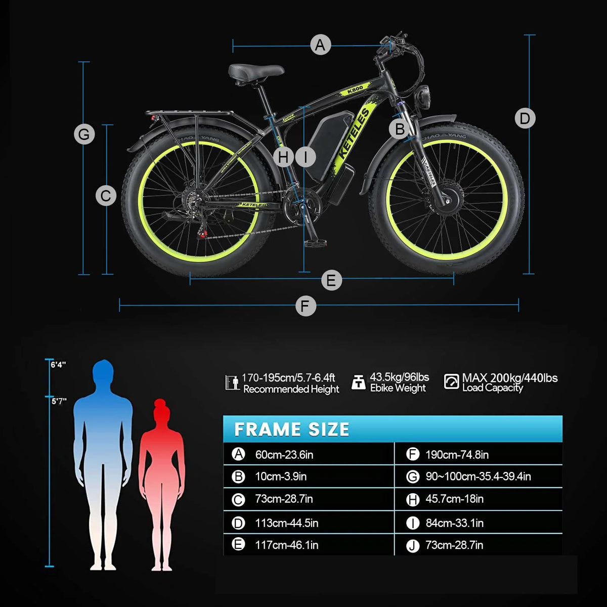 2000W 26 Fat Tire Electric Bike with 48V 23AH Removable Battery A628