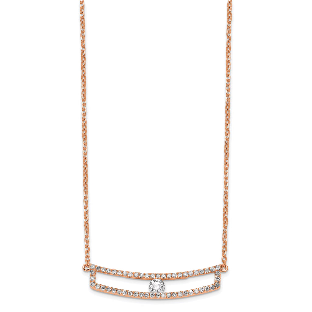14K Rose Gold Polished Diamond Necklace K271