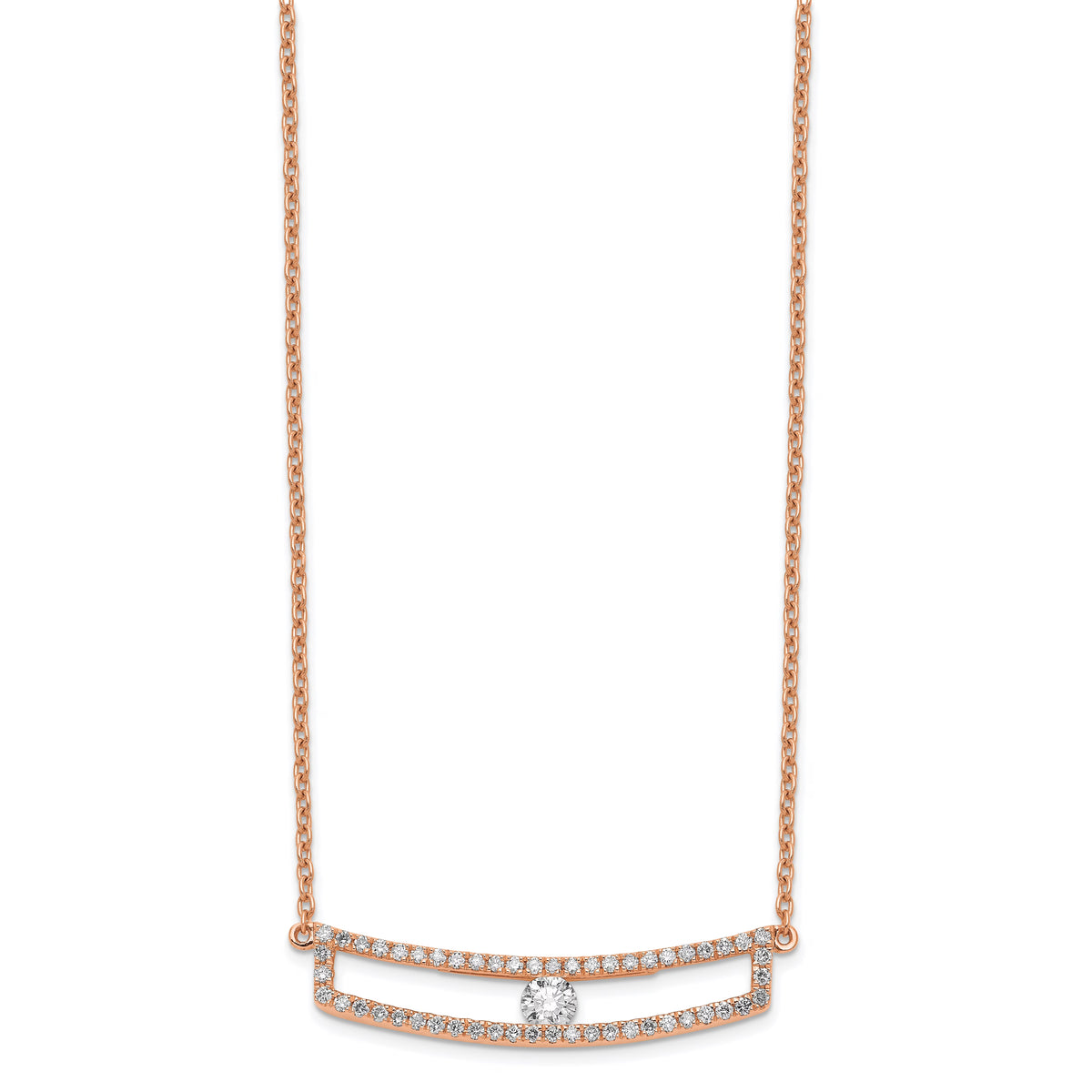 14K Rose Gold Polished Diamond Necklace K271
