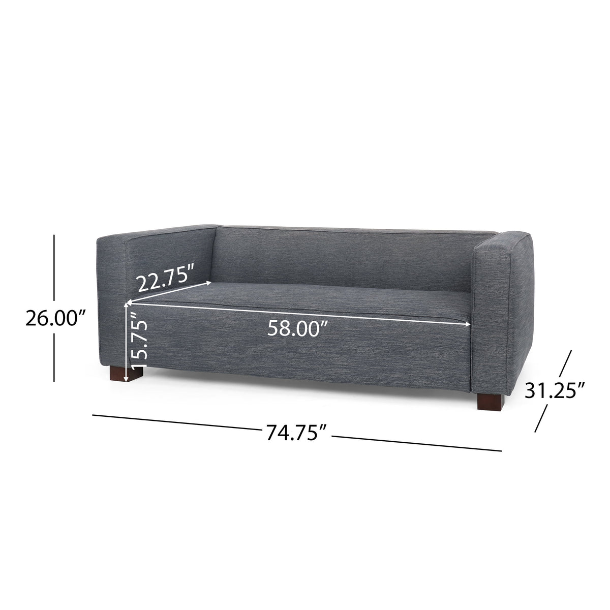 Charcoal Fabric Upholstered Loveseat W718888