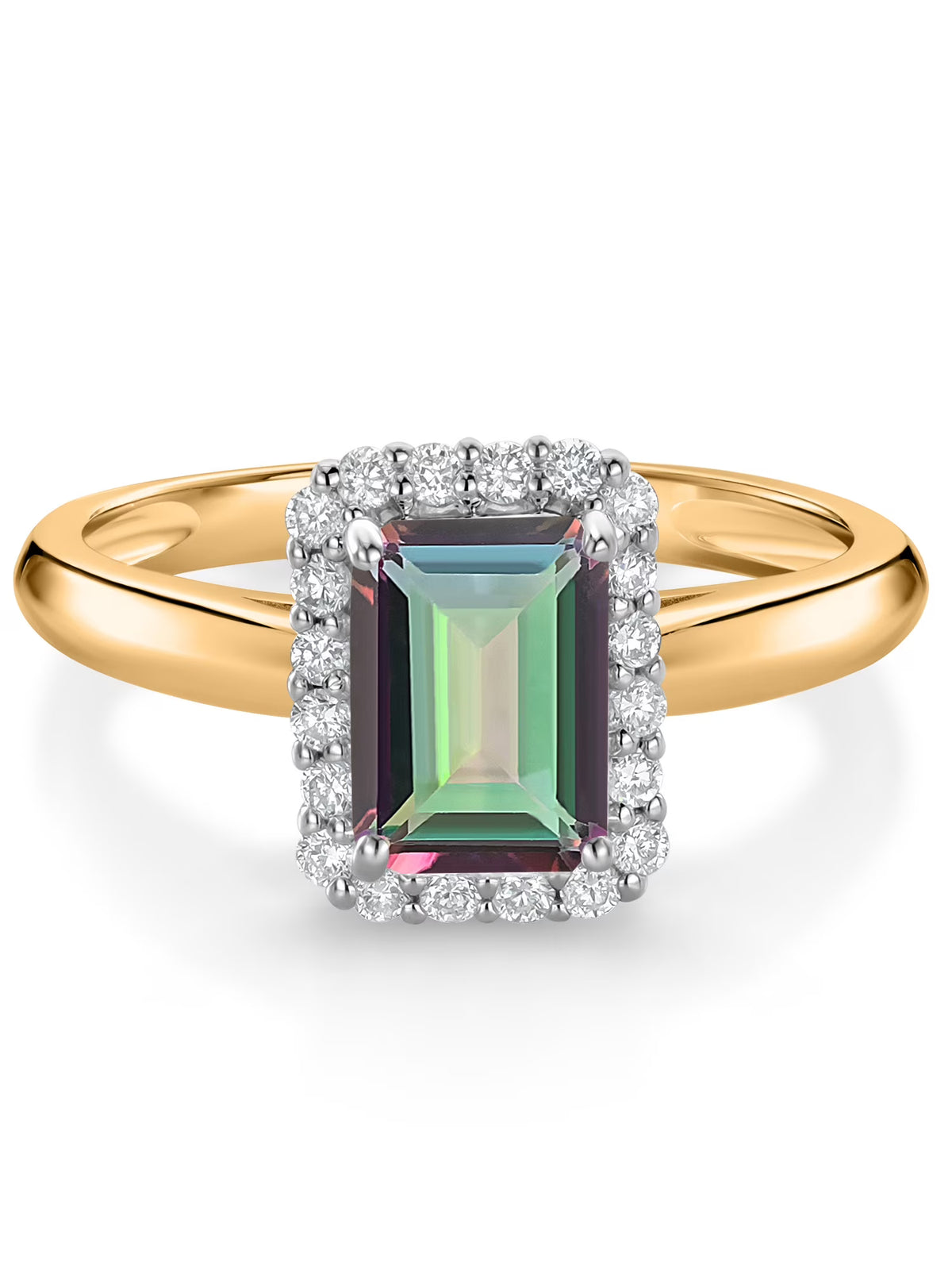 1.16 Ct Green Mystic Topaz Halo Engagement Ring C3283