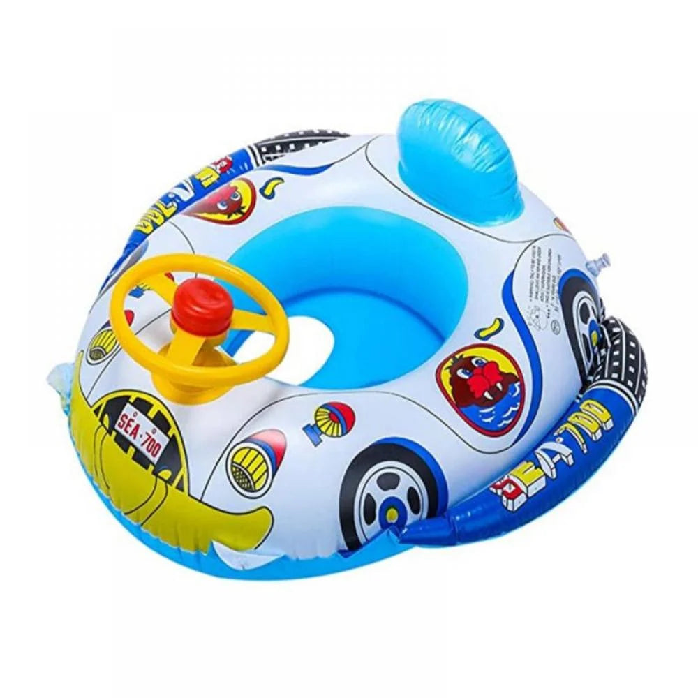 Inflatable Pool Float Ring with Steering Wheel Horn for Kids I545294