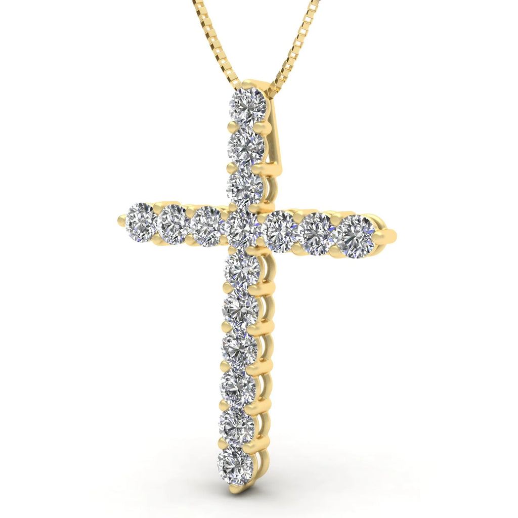 14k Yellow Gold Diamond Cross Pendant Necklace E61135