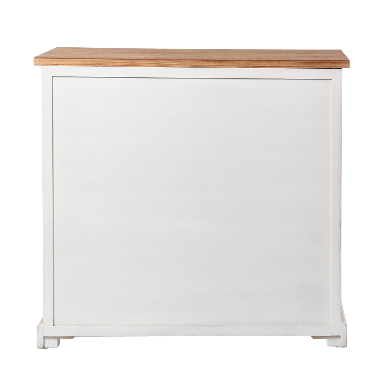 3 Door 2 Drawer Shabby Chic Window Pane Cabinet Antique White Natural E16568