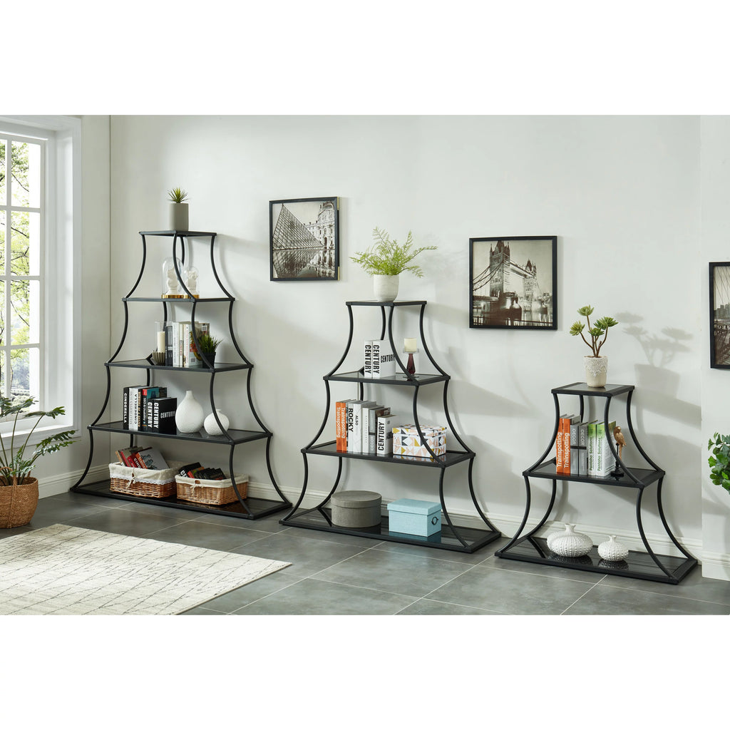 Glass Shelves Open Back 4-Shelf Bookcase C172