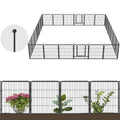 24 Panels 54ft x 32in Black Metal Garden Fence with 2 Gates K410652